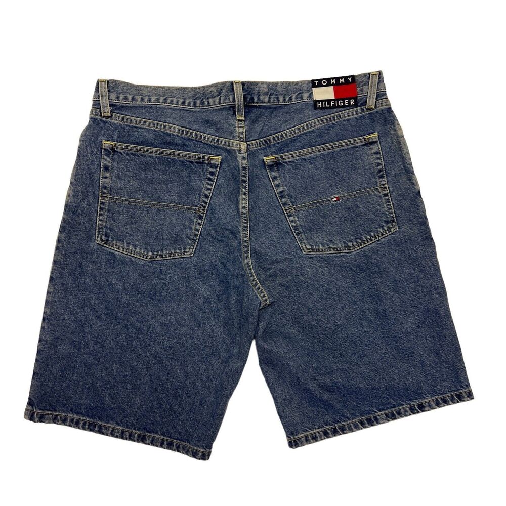 Vintage 90s Tommy Hilfiger Denim Shorts Men’s 38 Baggy Carpenter Jorts Y2K Flag